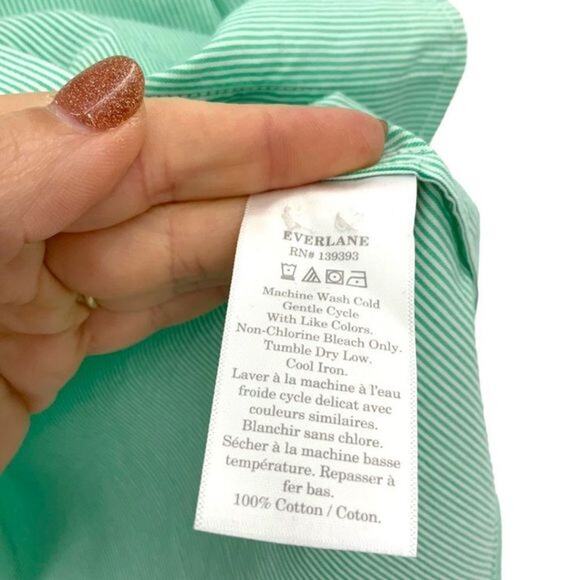 Everlane 100% Cotton Green Striped Button Down Oversized Shirt Size 12 NWT - Picture 7 of 7